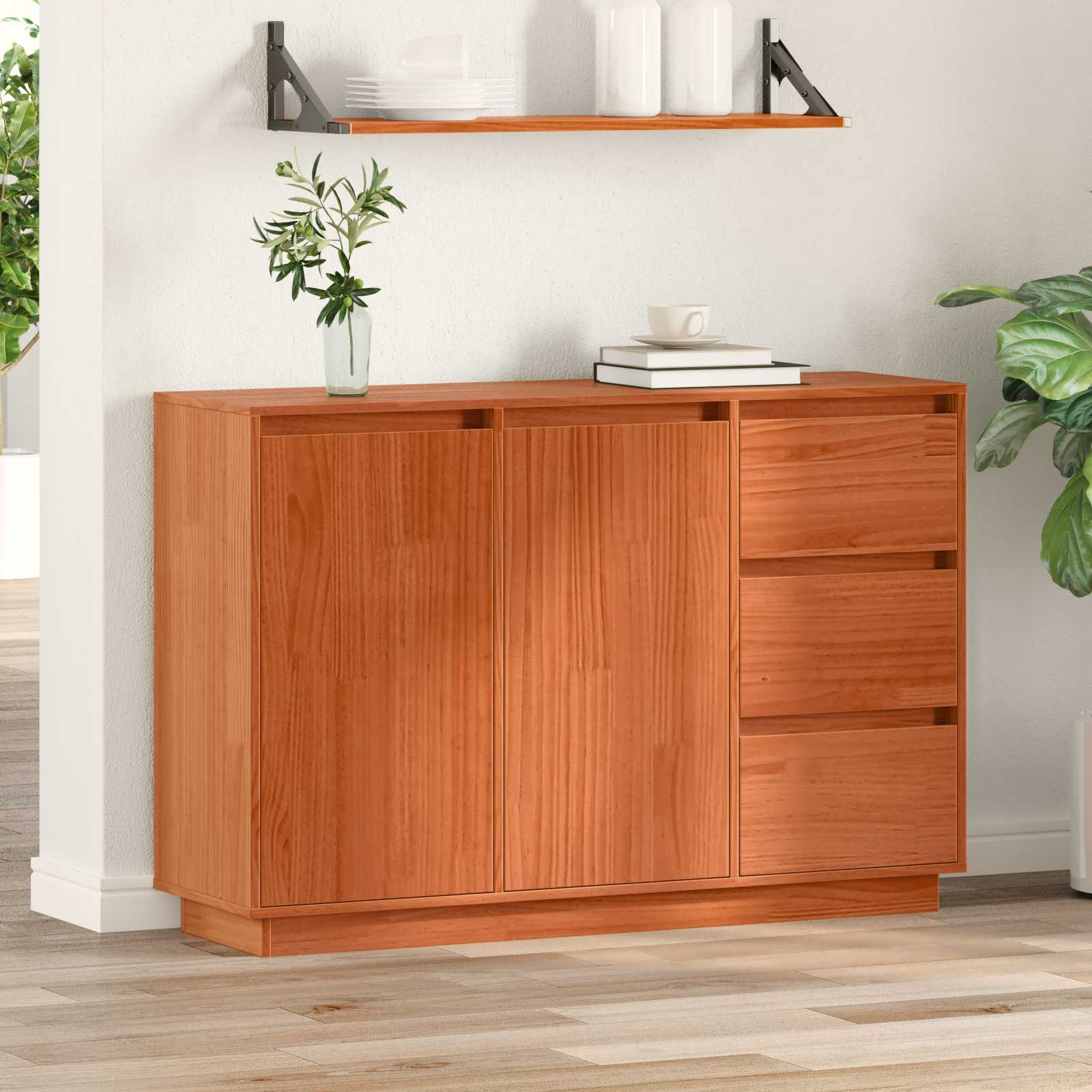 Buffet avec tiroir Chêne brun 111 x 34 x 75 cm Pin massif - XIOS