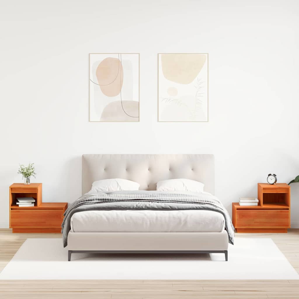 Cabinet de chevet avec tiroir 2 pcs Cire marron 60 x 34 x 51 cm - XIOS