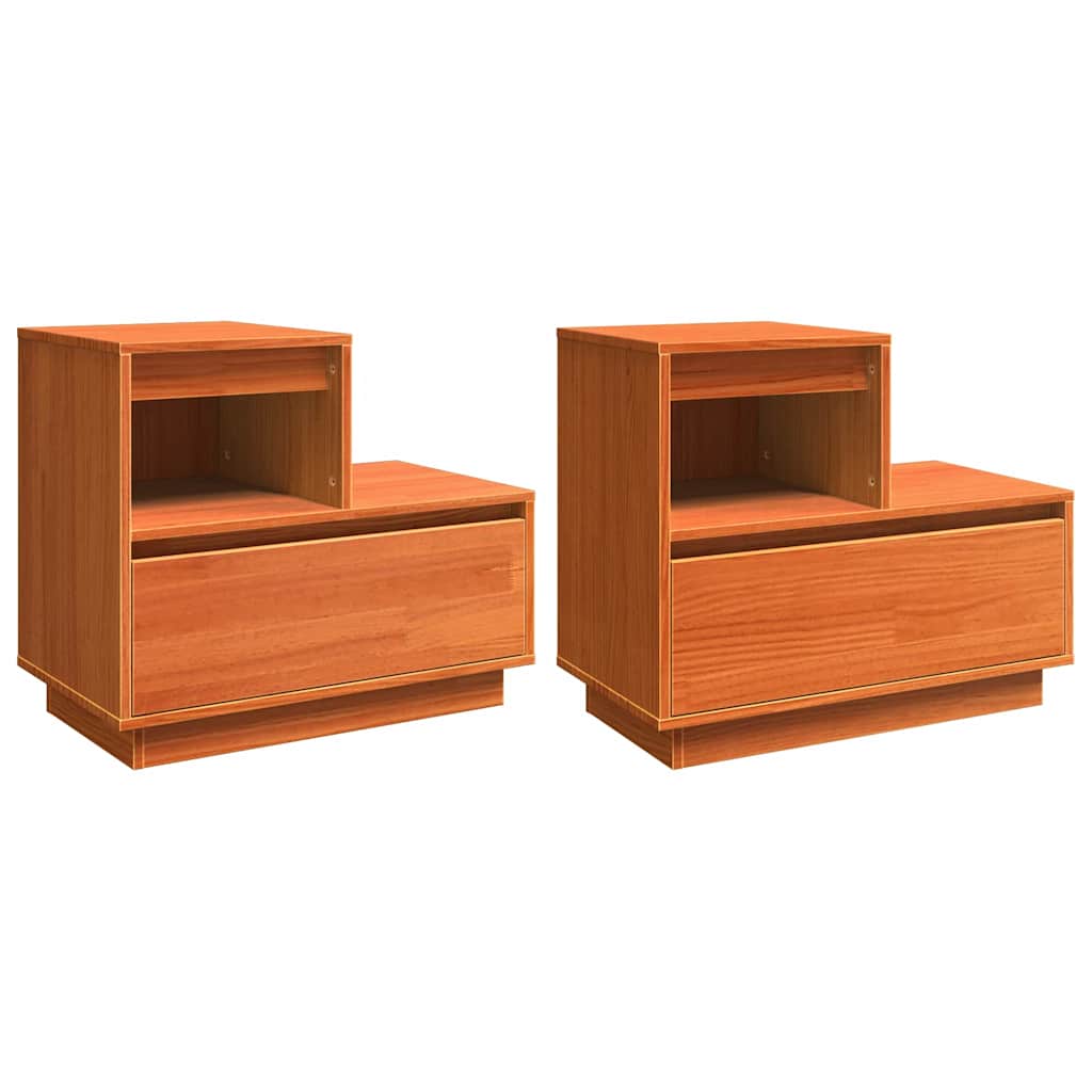 Cabinet de chevet avec tiroir 2 pcs Cire marron 60 x 34 x 51 cm - XIOS
