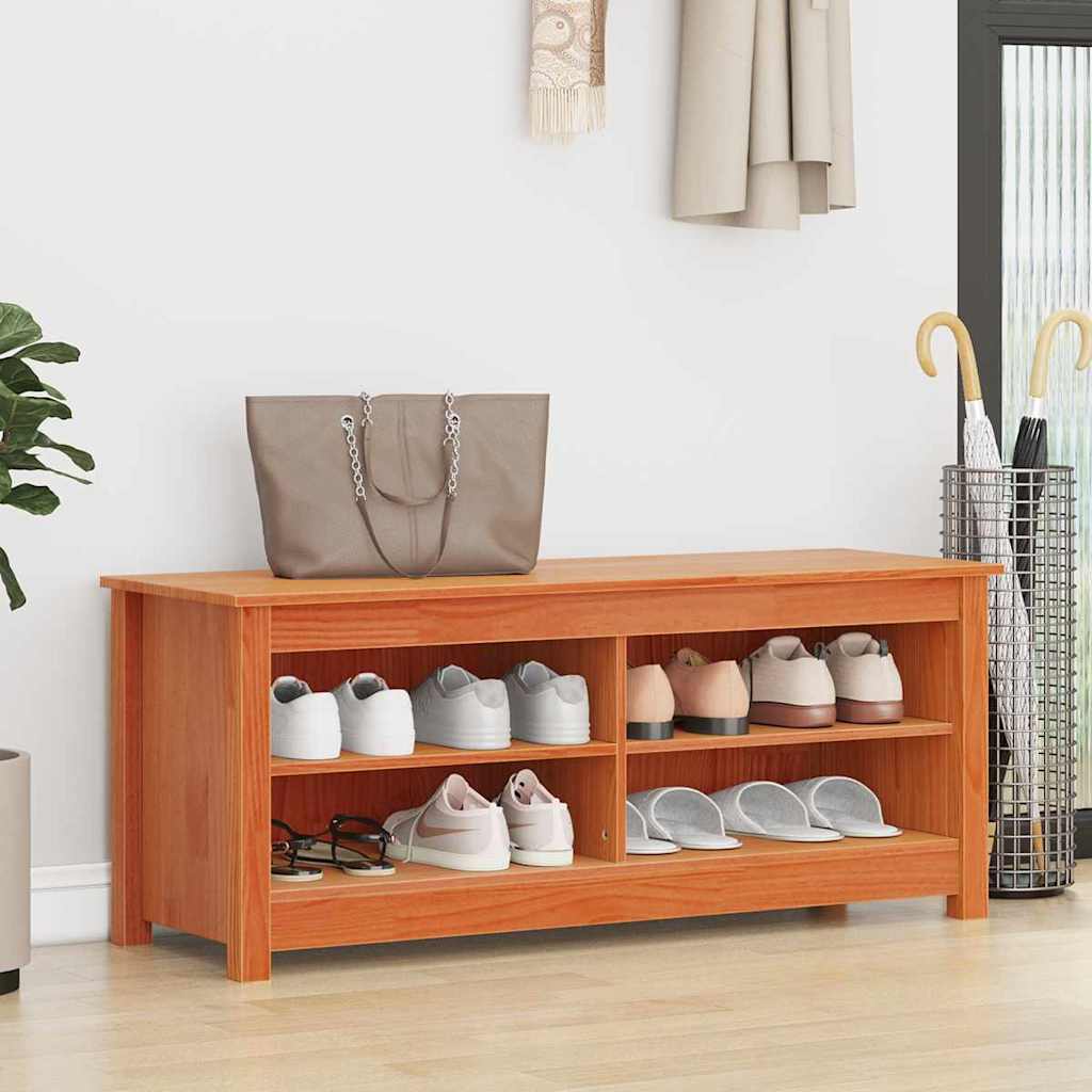 Banc de rangement Brun cire 110 x 38 x 45,5 cm Pin massif - XIOS