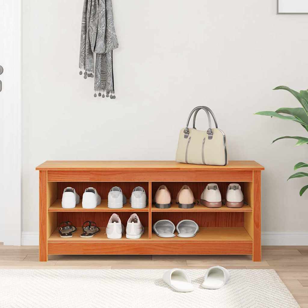 Banc de rangement Brun cire 110 x 38 x 45,5 cm Pin massif - XIOS
