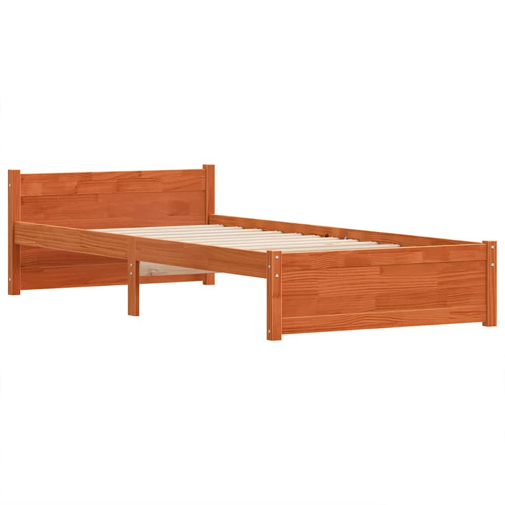 Cadre de lit Brun cire 195,5 x 95,5 x 51 cm Pin massif - XIOS
