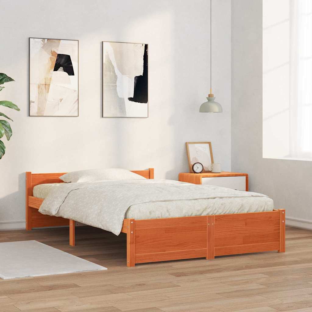 Cadre de lit Brun cire 195,5 x 125,5 x 51 cm Pin massif - XIOS