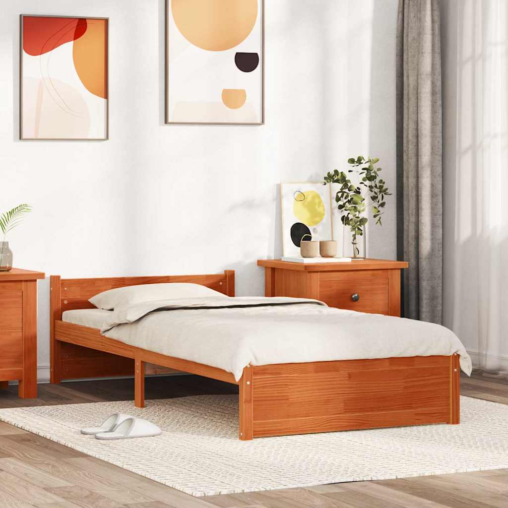 Cadre de lit Brun cire 205,5 x 105,5 x 51 cm Pin massif - XIOS
