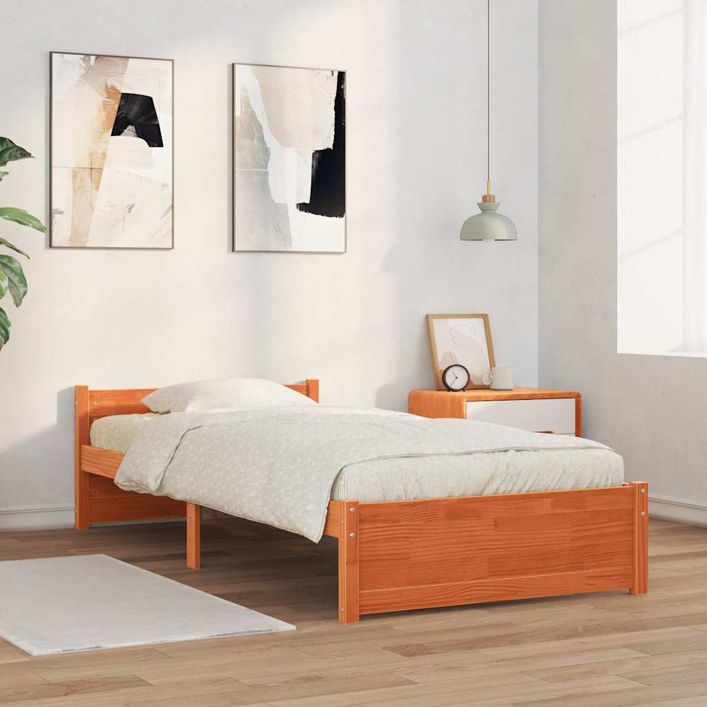 Cadre de lit Brun cire 205,5 x 105,5 x 51 cm Pin massif - XIOS