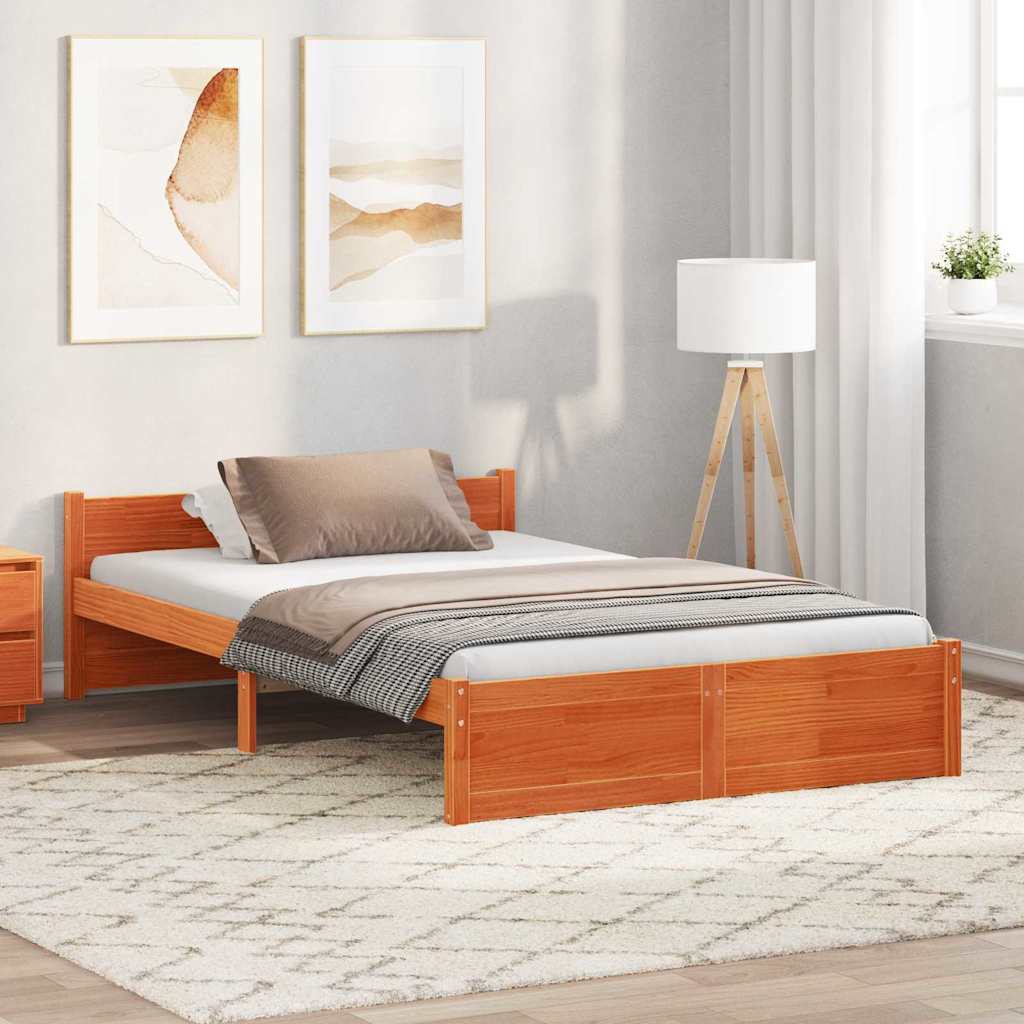 Cadre de lit Brun cire 205,5 x 125,5 x 51 cm Pin massif - XIOS