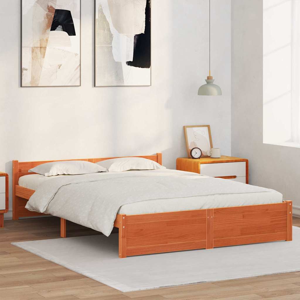 Cadre de lit Brun cire 205,5 x 165,5 x 51 cm Pin massif - XIOS