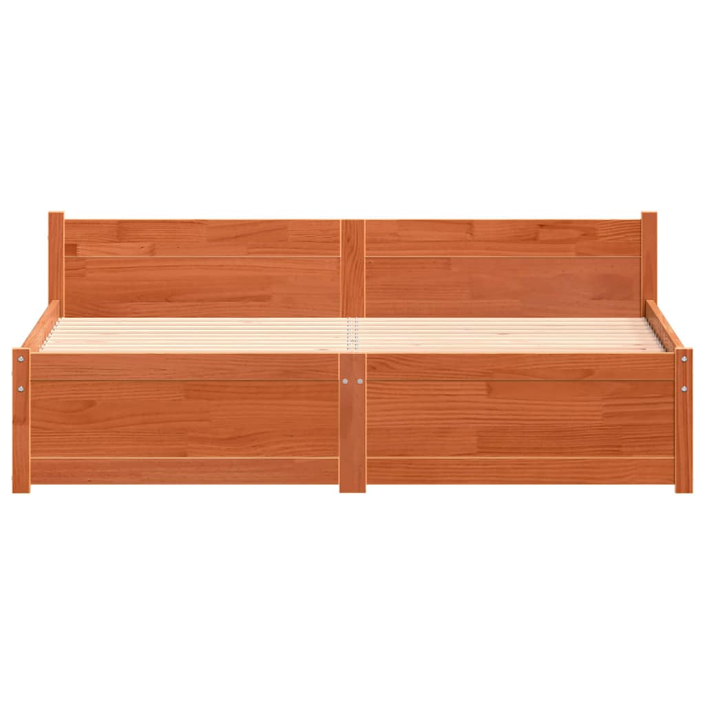 Cadre de lit Brun cire 205,5 x 165,5 x 51 cm Pin massif - XIOS
