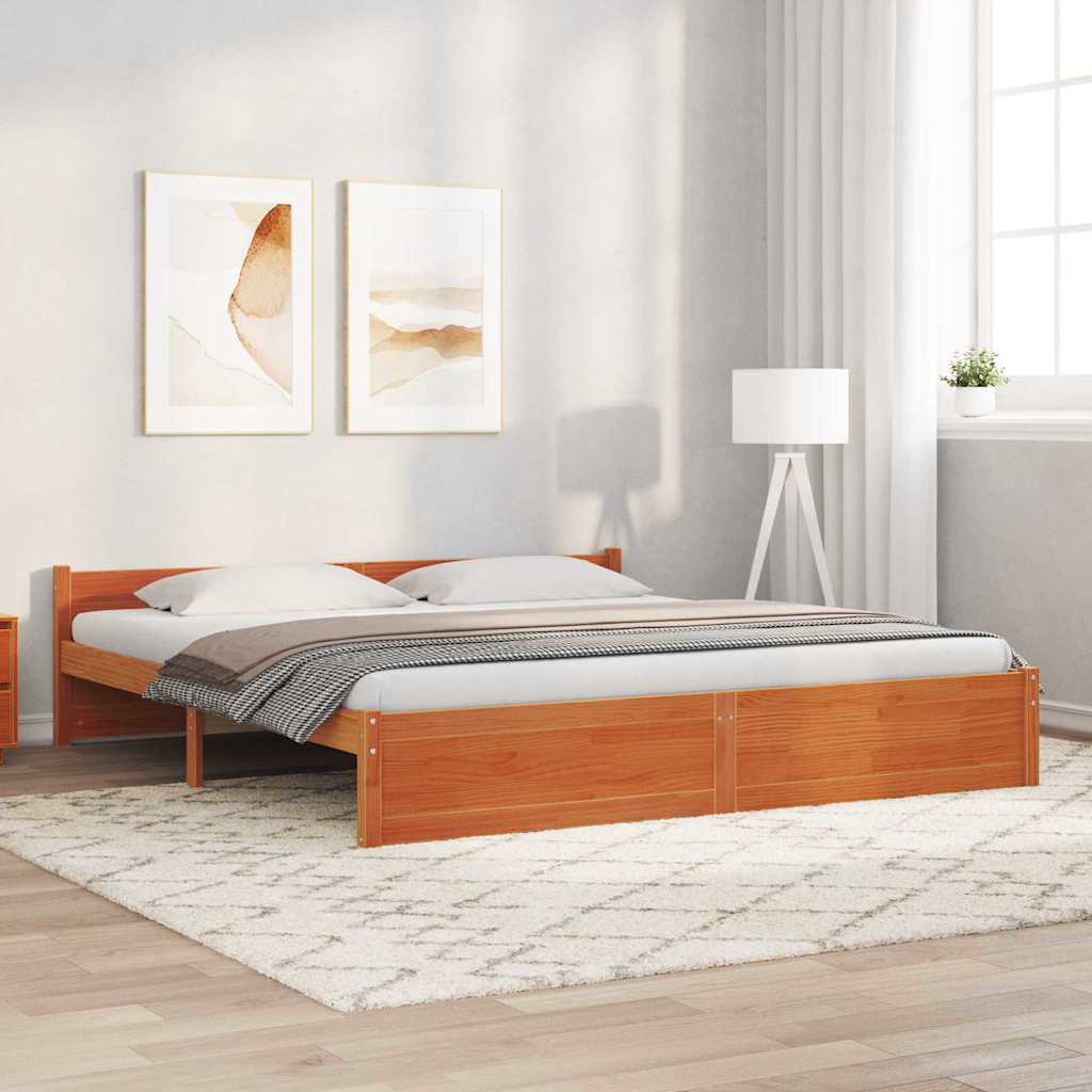 Cadre de lit Brun cire 205,5 x 185,5 x 51 cm Pin massif - XIOS