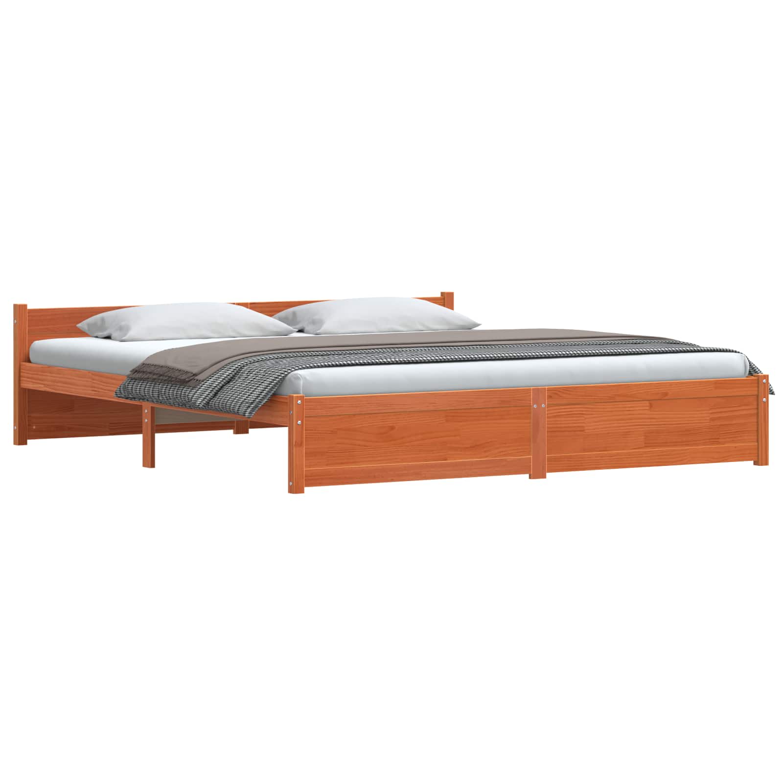 Cadre de lit Brun cire 205,5 x 185,5 x 51 cm Pin massif - XIOS