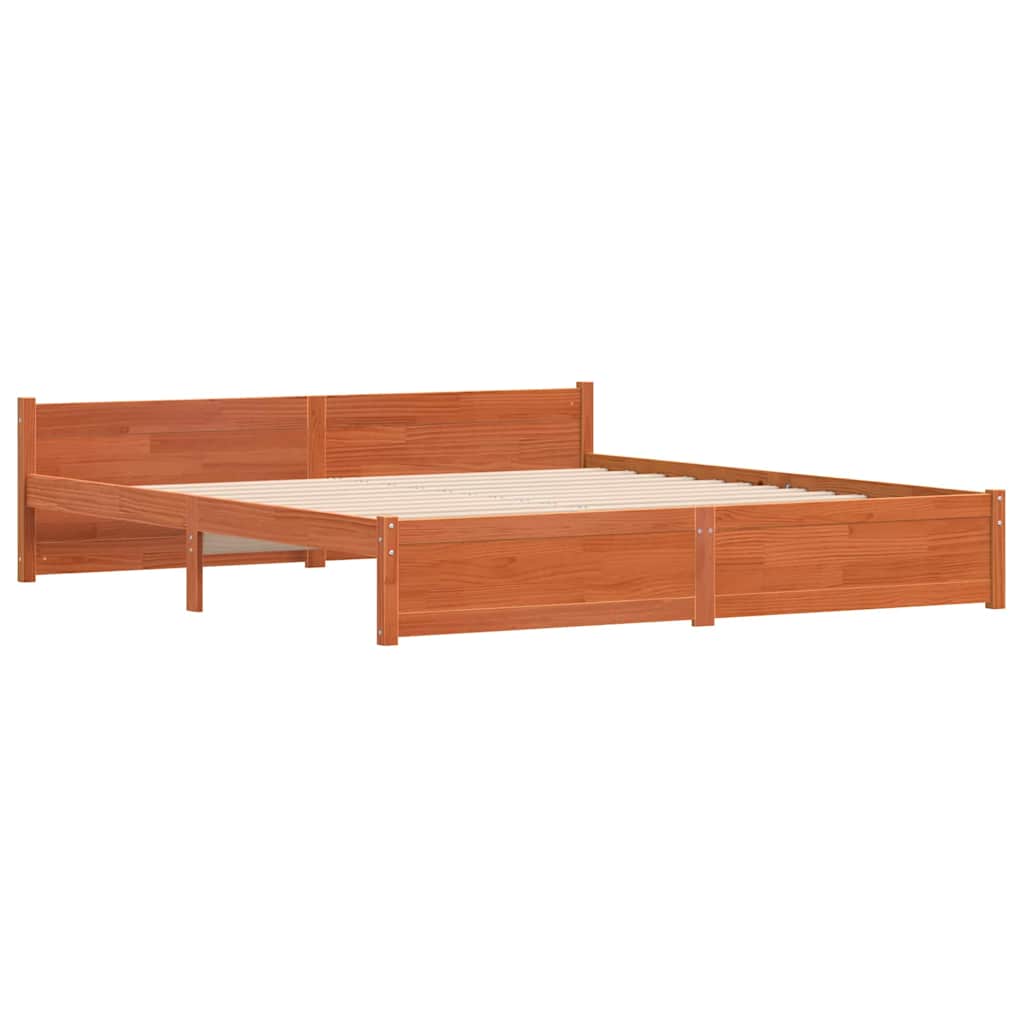 Cadre de lit Brun cire 205,5 x 185,5 x 51 cm Pin massif - XIOS