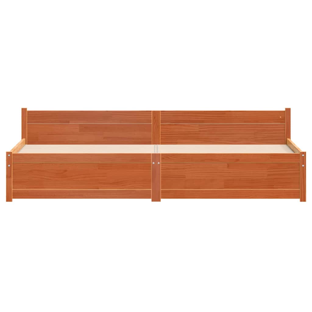 Cadre de lit Brun cire 205,5 x 185,5 x 51 cm Pin massif - XIOS