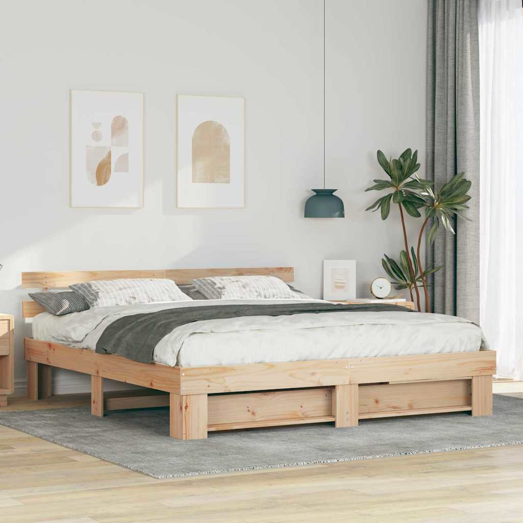 Cadre de lit Marron 180 x 200 cm Bois massif en pin - XIOS
