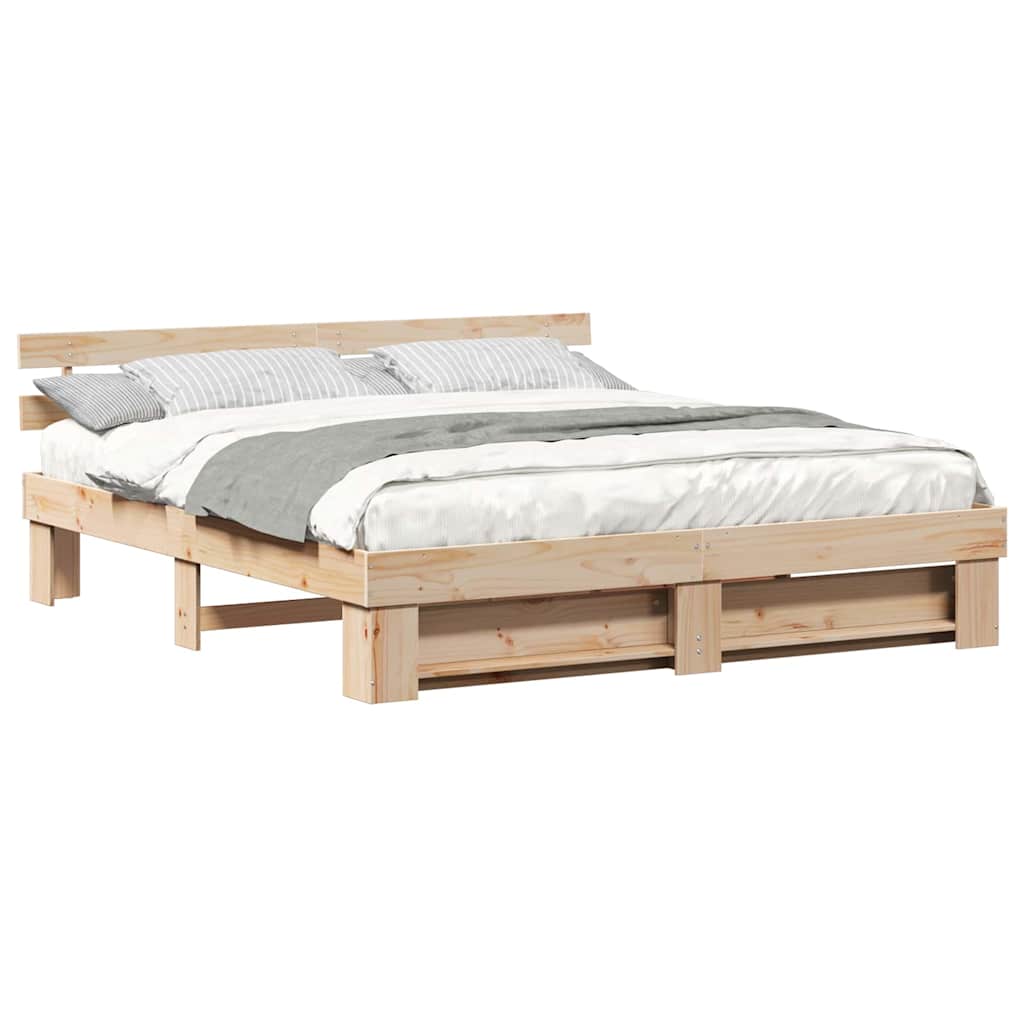 Cadre de lit Marron 180 x 200 cm Bois massif en pin - XIOS