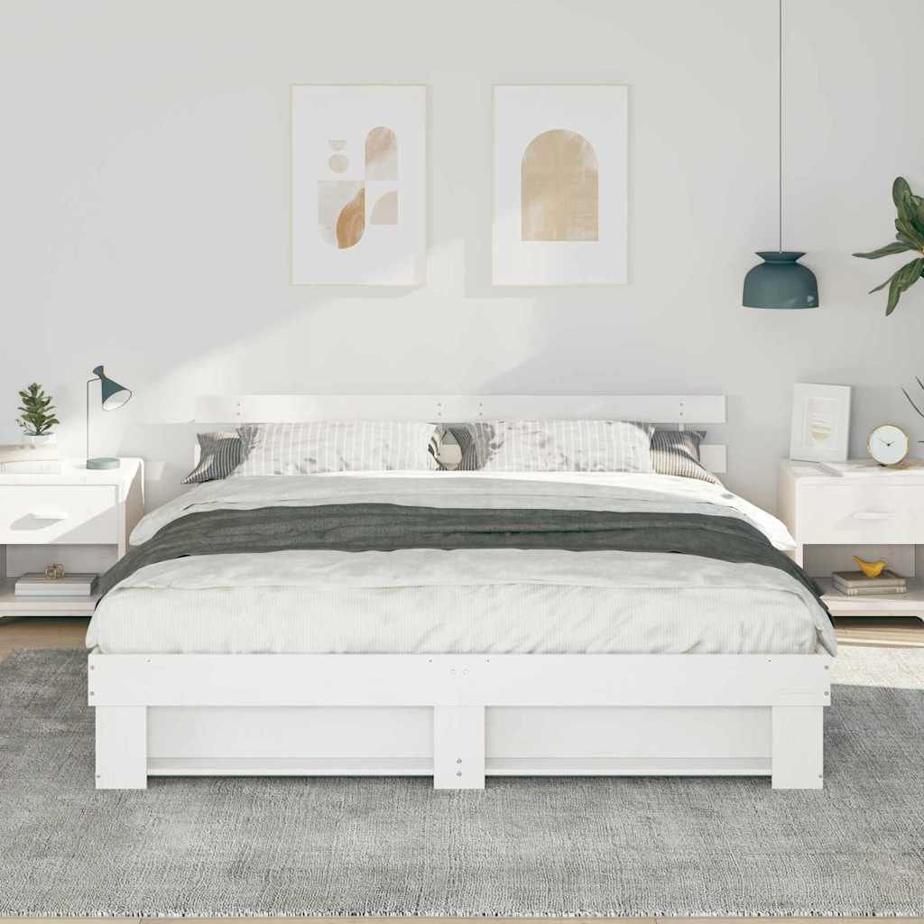 Cadre de lit avec tête de lit Blanc 180 x 200 cm Pin massif - XIOS