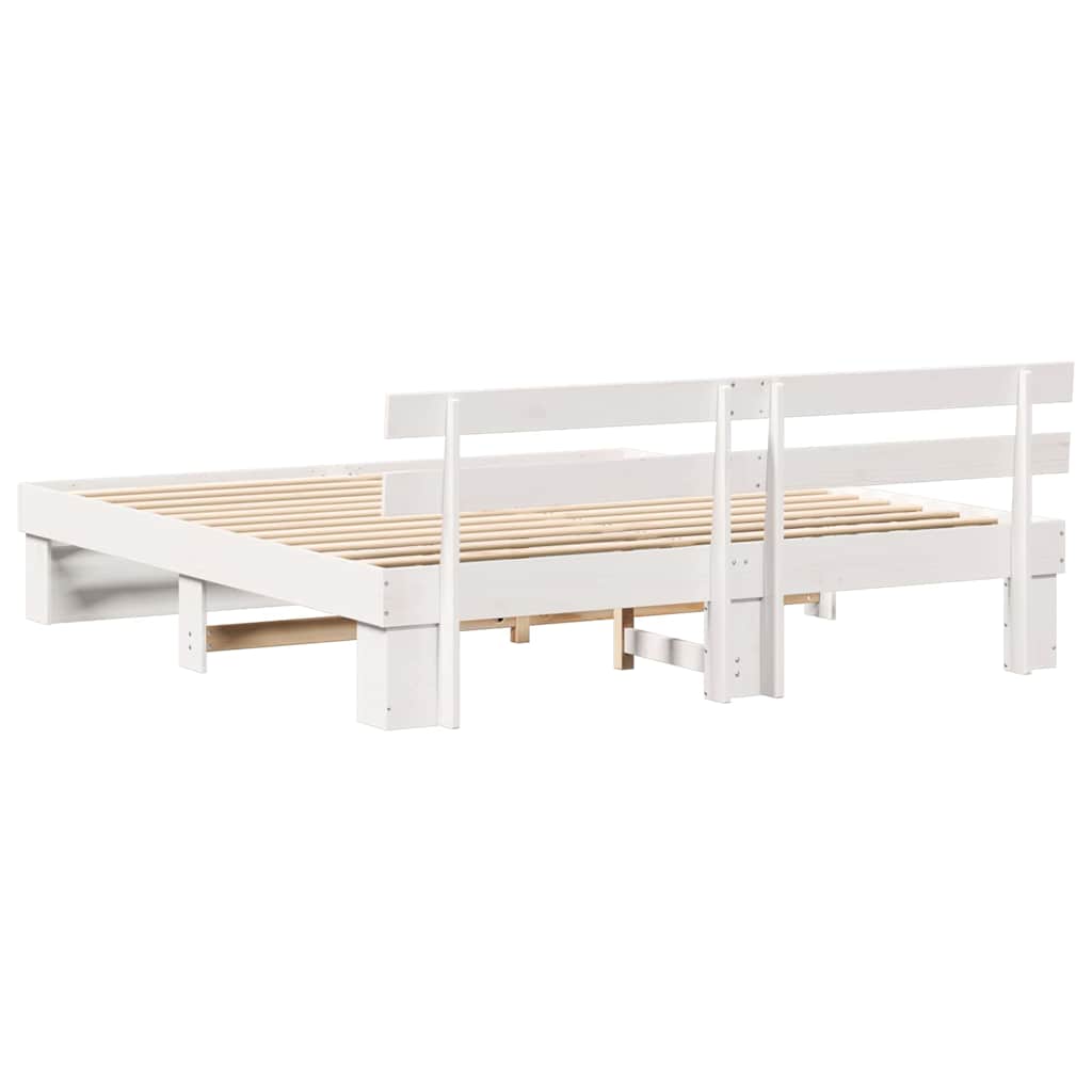 Cadre de lit avec tête de lit Blanc 180 x 200 cm Pin massif - XIOS