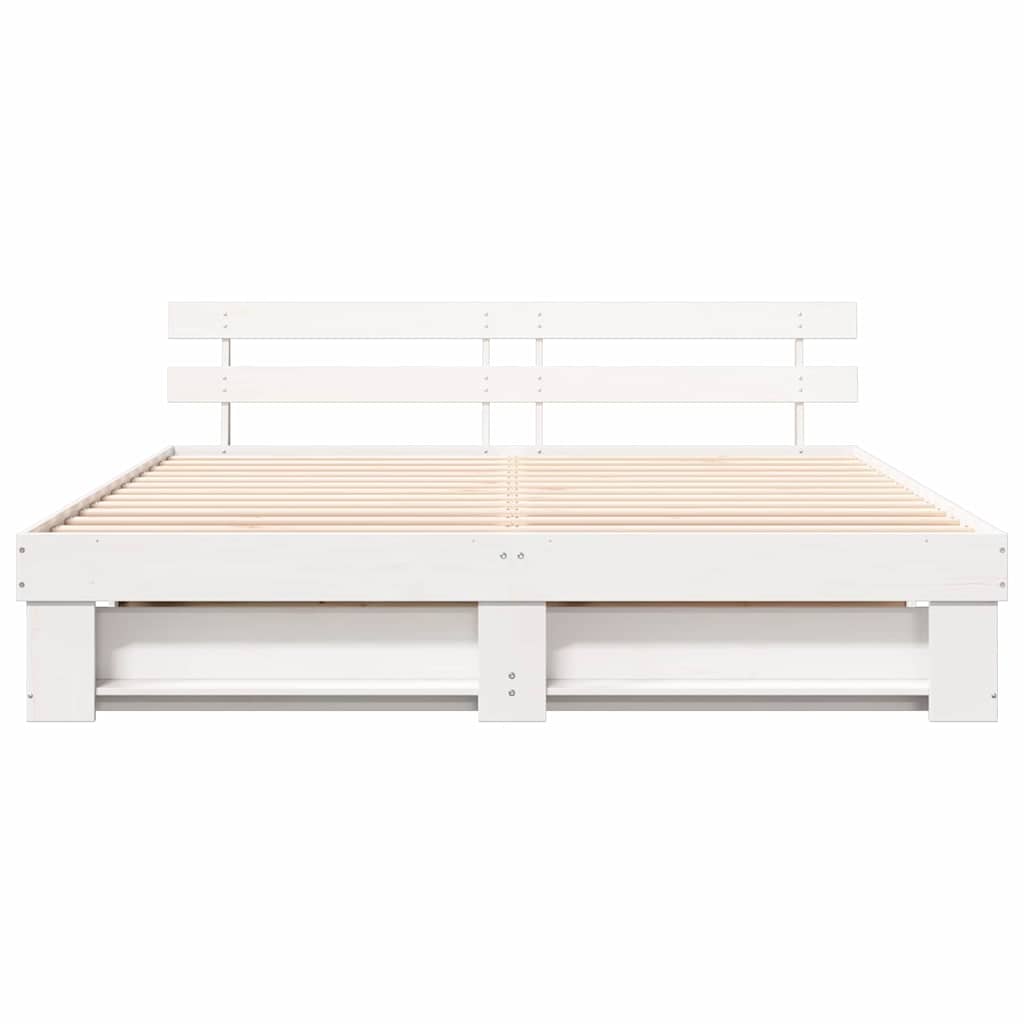 Cadre de lit avec tête de lit Blanc 180 x 200 cm Pin massif - XIOS