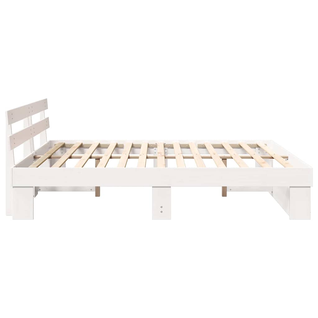 Cadre de lit avec tête de lit Blanc 180 x 200 cm Pin massif - XIOS