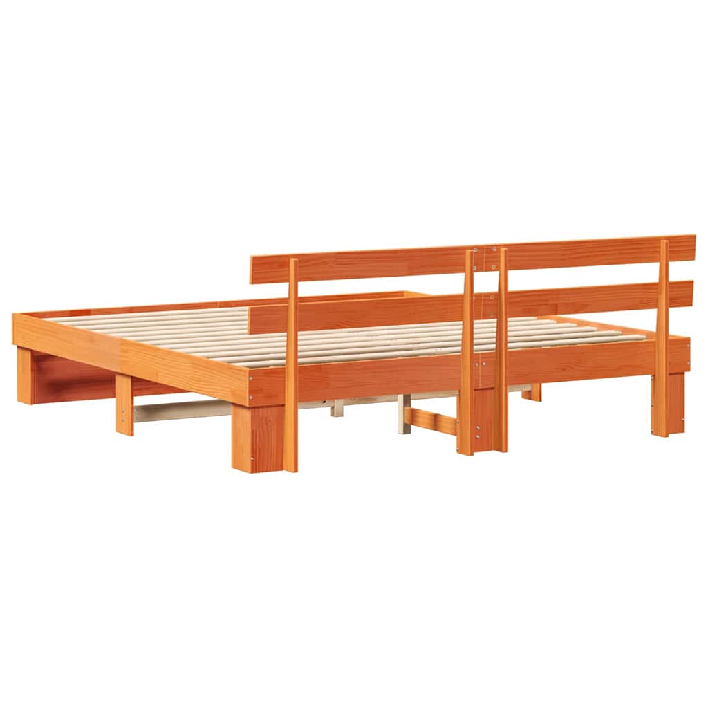 Cadre de lit avec tête de lit Marron 180 x 200 cm Pin massif - XIOS