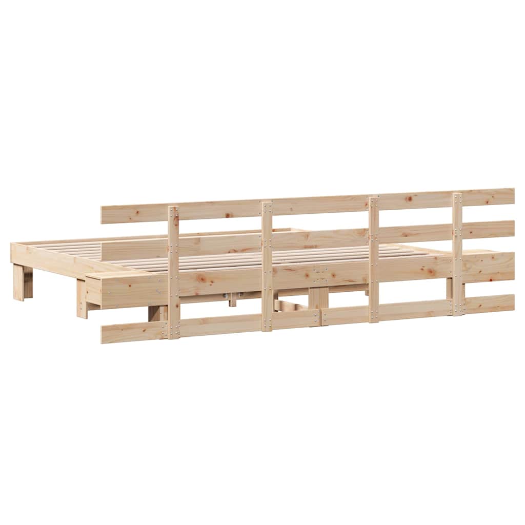 Cadre de lit avec tête de lit Marron 200 x 200 cm Pin massif - XIOS