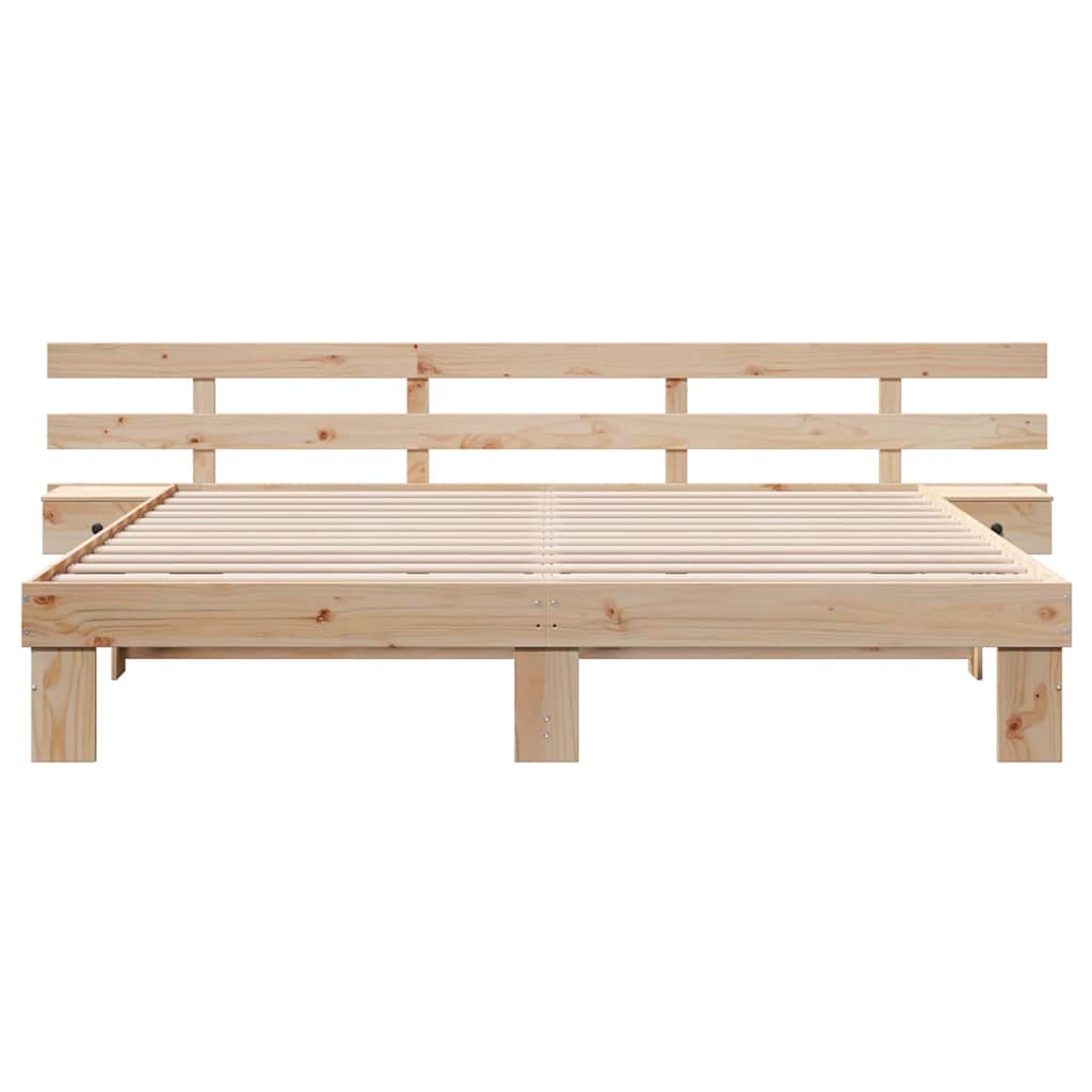 Cadre de lit avec tête de lit Marron 200 x 200 cm Pin massif - XIOS