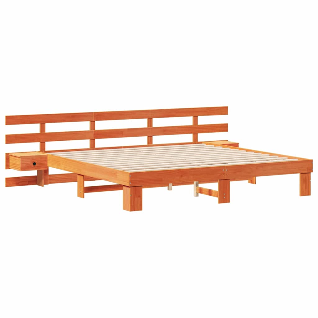 Cadre de lit avec tête de lit Marron 200 x 200 cm Pin massif - XIOS