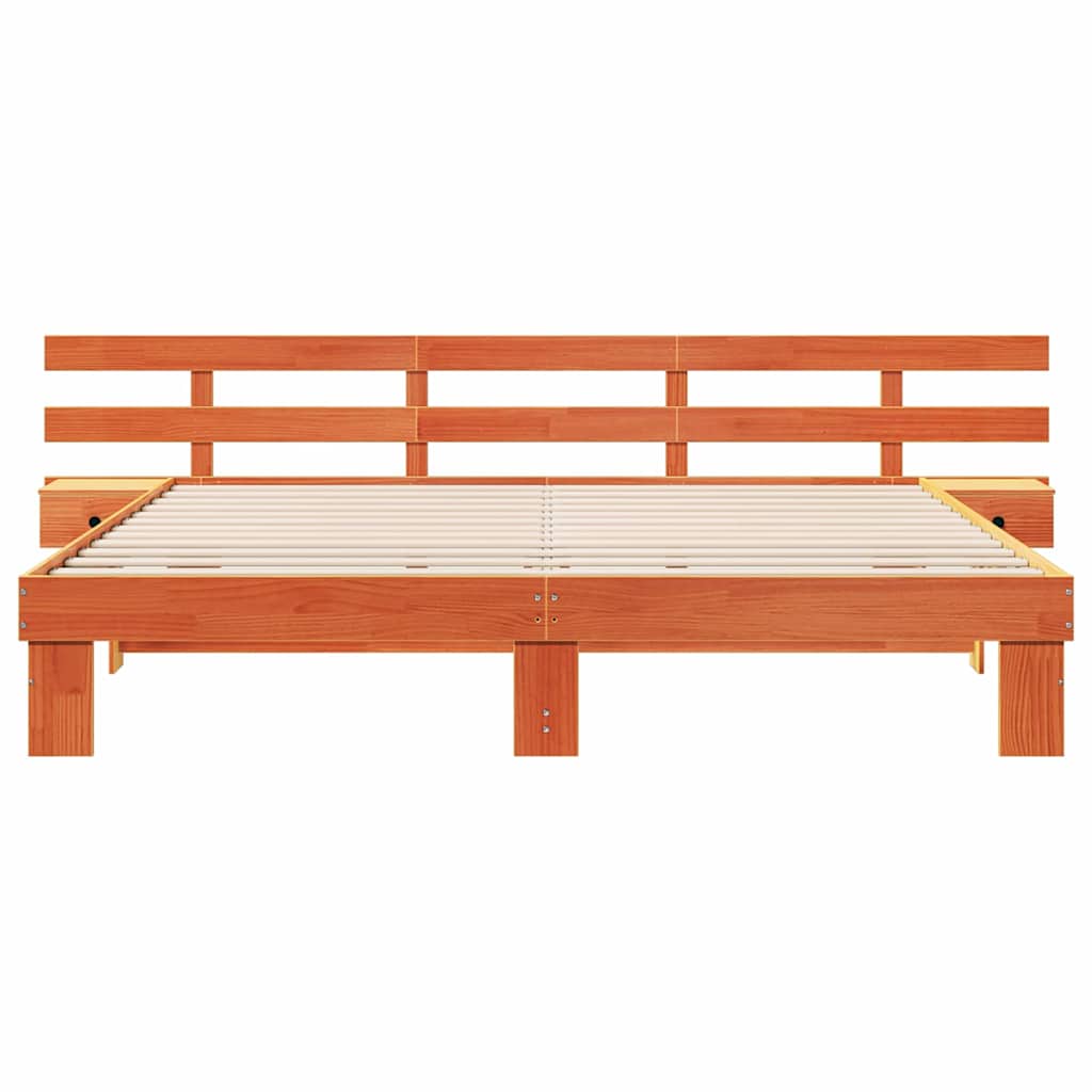 Cadre de lit avec tête de lit Marron 200 x 200 cm Pin massif - XIOS