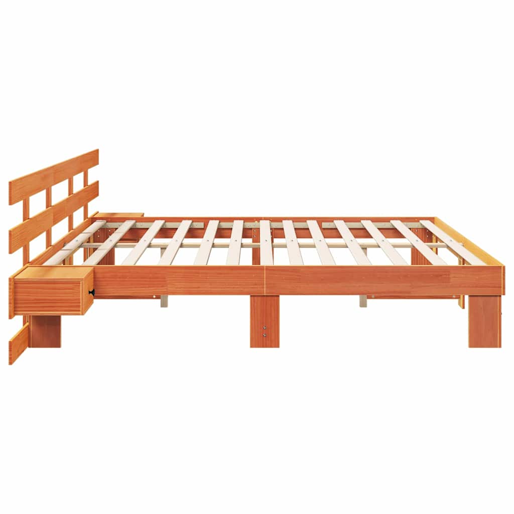 Cadre de lit avec tête de lit Marron 200 x 200 cm Pin massif - XIOS
