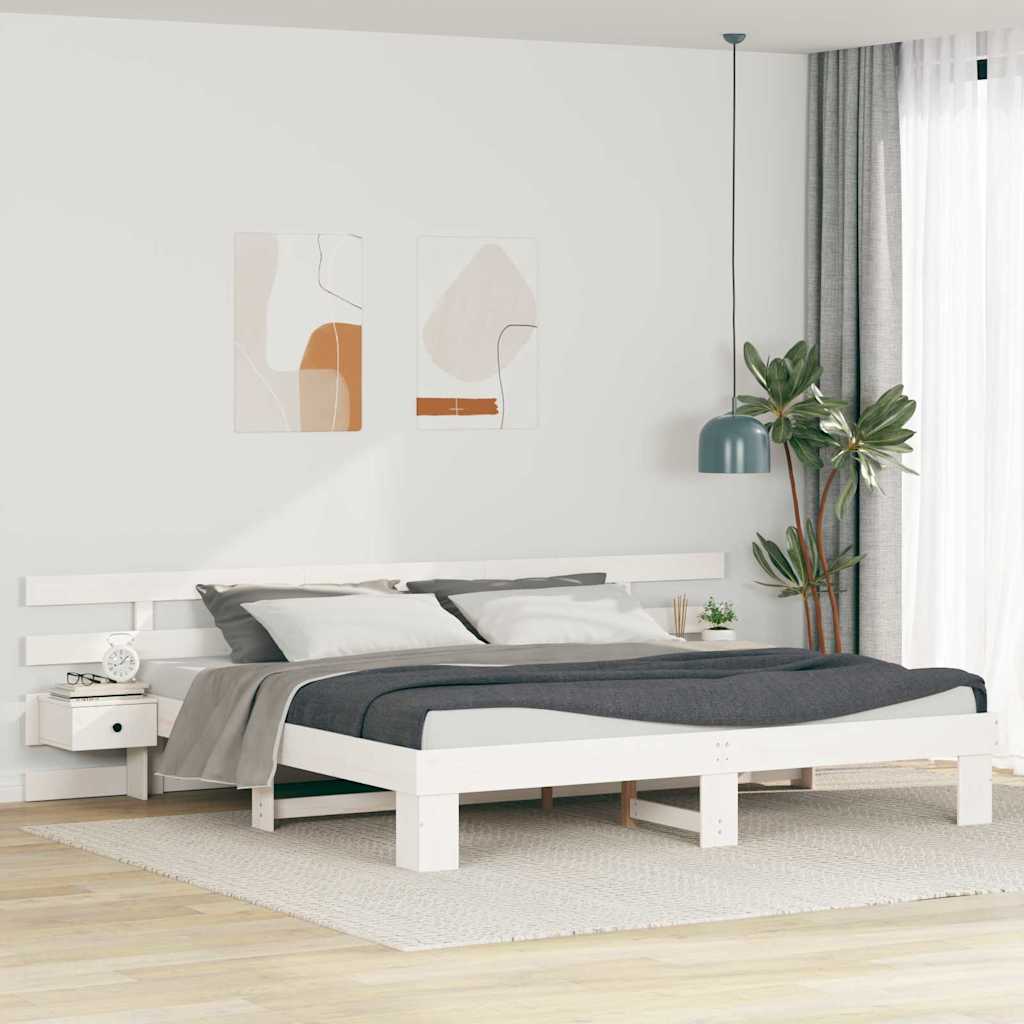 Cadre de lit avec tête de lit Blanc 180 x 200 cm Pin massif - XIOS