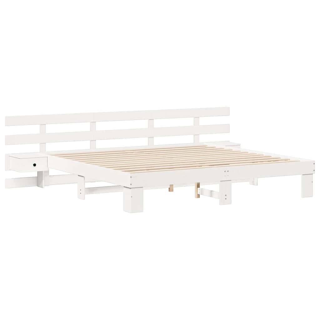 Cadre de lit avec tête de lit Blanc 180 x 200 cm Pin massif - XIOS