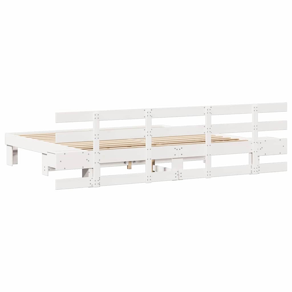 Cadre de lit avec tête de lit Blanc 180 x 200 cm Pin massif - XIOS