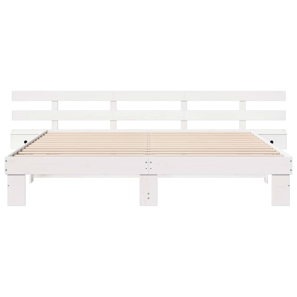 Cadre de lit avec tête de lit Blanc 180 x 200 cm Pin massif - XIOS