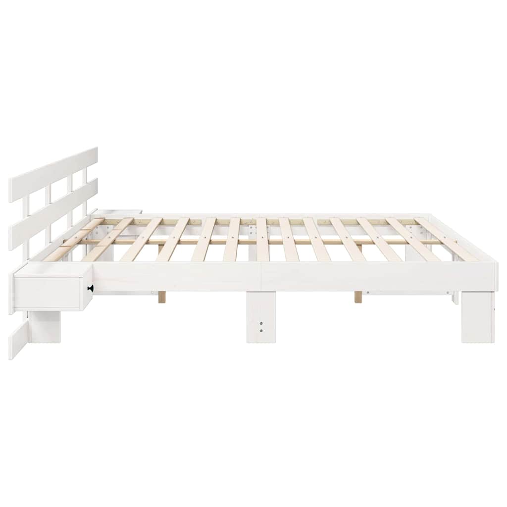 Cadre de lit avec tête de lit Blanc 180 x 200 cm Pin massif - XIOS