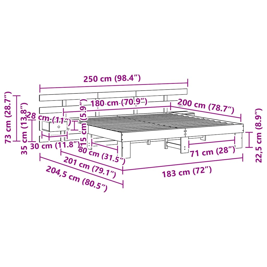 Cadre de lit avec tiroir Blanc 180 x 200 cm bois - XIOS