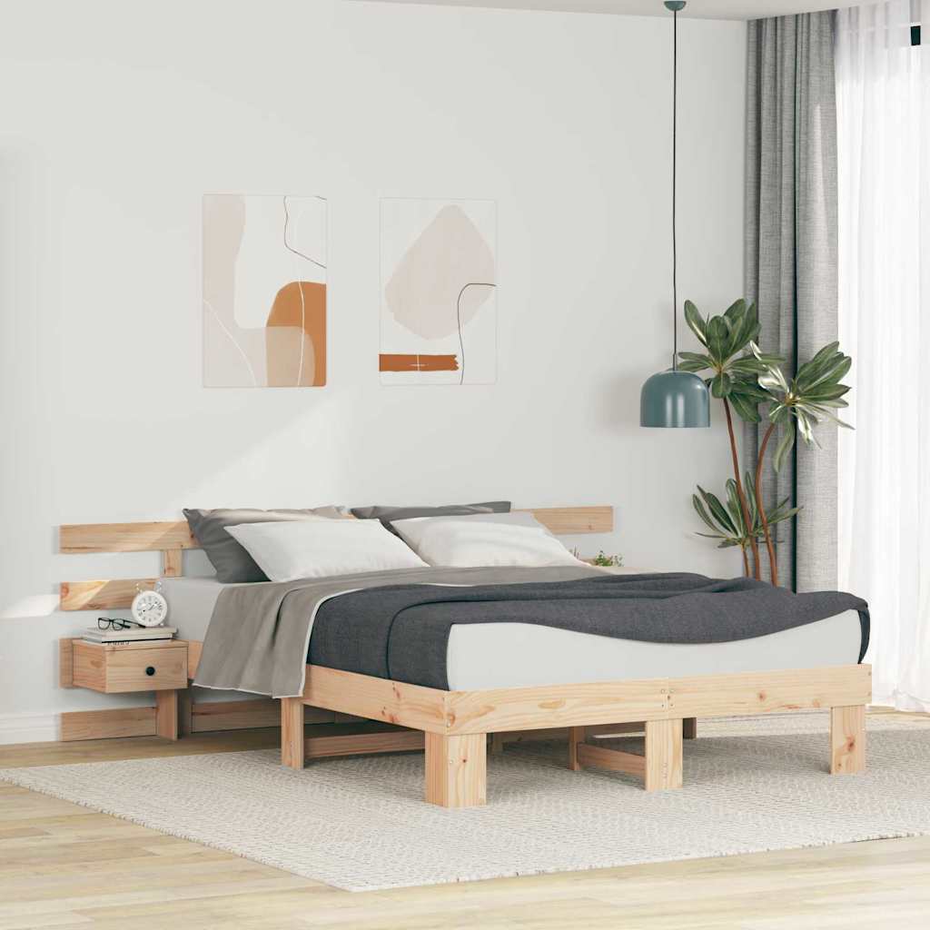 Cadre de lit avec tête de lit Marron 150 x 200 cm Pin massif - XIOS