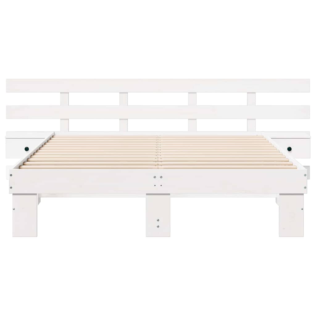 Cadre de lit avec tête de lit Blanc 140 x 200 cm Pin massif - XIOS