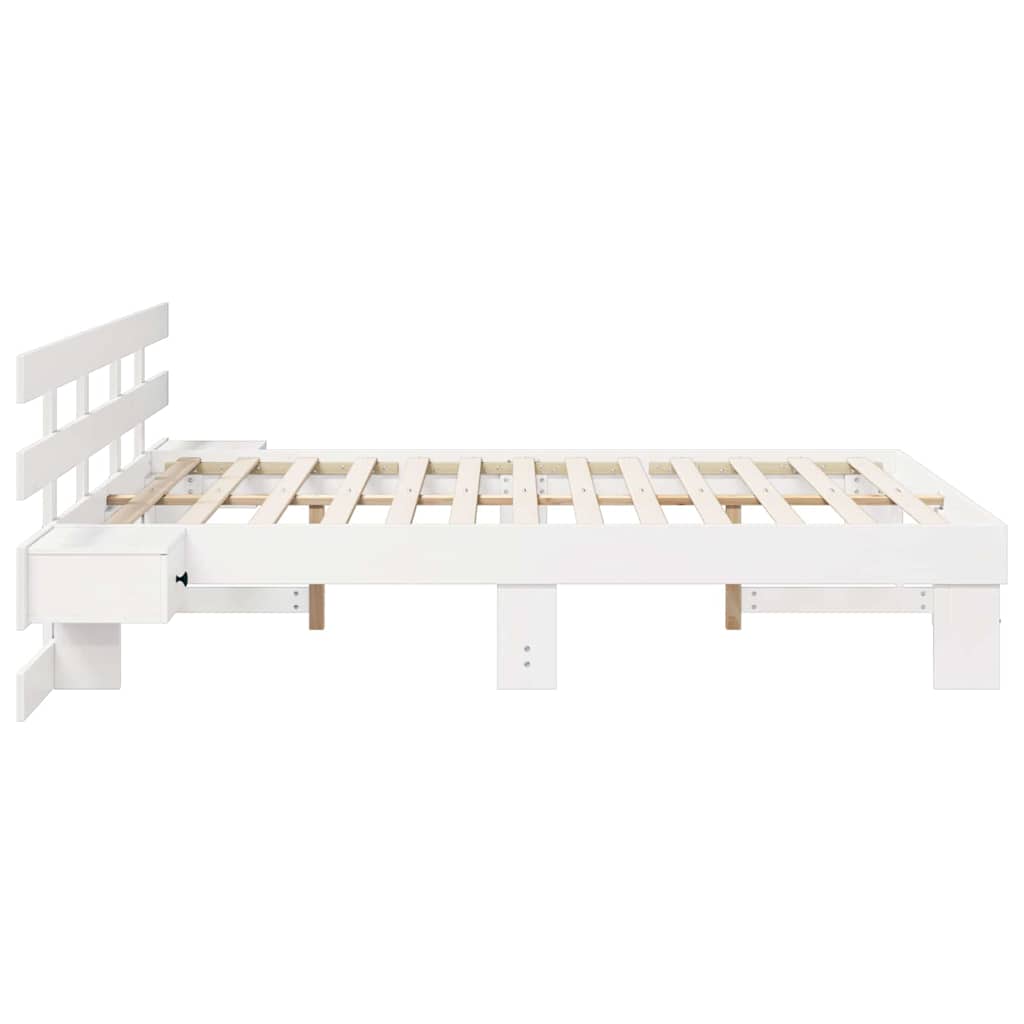 Cadre de lit avec tête de lit Blanc 140 x 200 cm Pin massif - XIOS