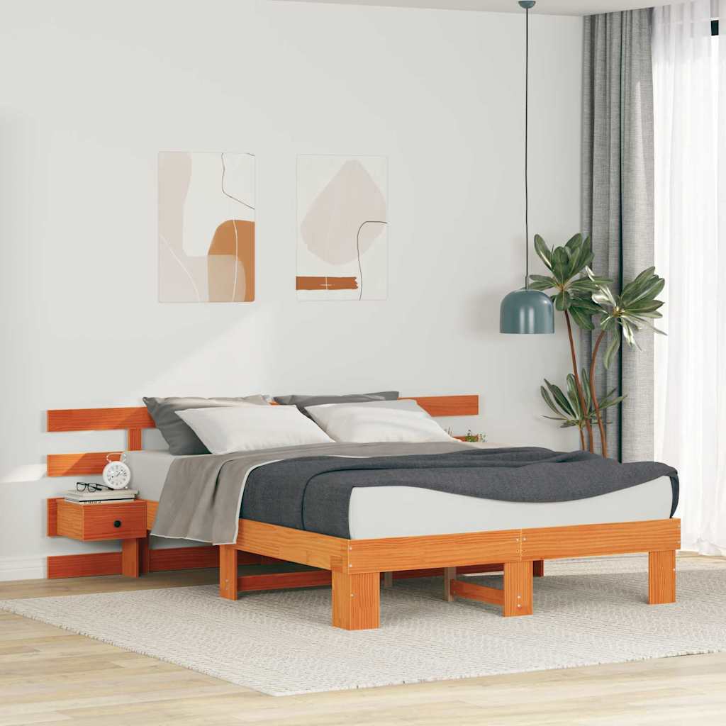 Cadre de lit avec tête de lit Marron 140 x 200 cm Pin massif - XIOS