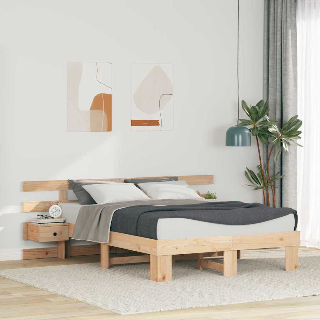 Cadre de lit avec tête de lit Marron 120 x 200 cm Pin massif - XIOS