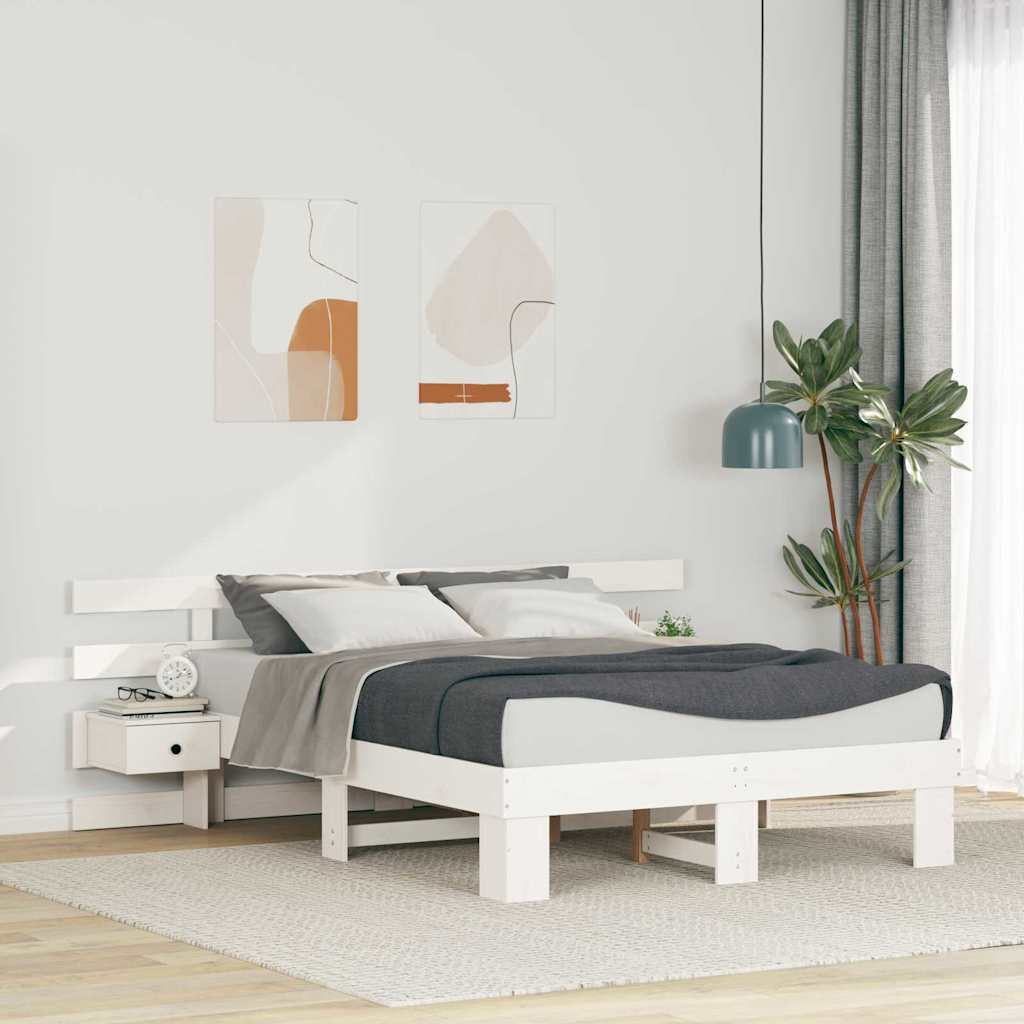 Cadre de lit avec tête de lit Blanc 120 x 200 cm Pin massif - XIOS