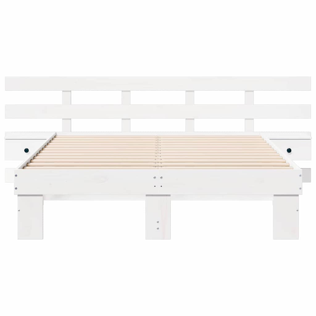 Cadre de lit avec tête de lit Blanc 120 x 200 cm Pin massif - XIOS