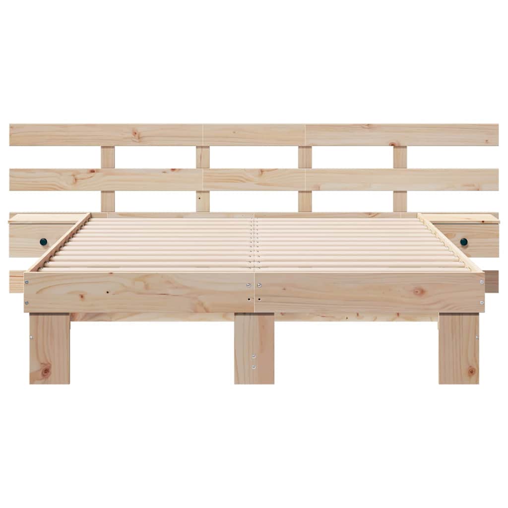 Cadre de lit avec tête de lit Marron 140 x 190 cm Pin massif - XIOS