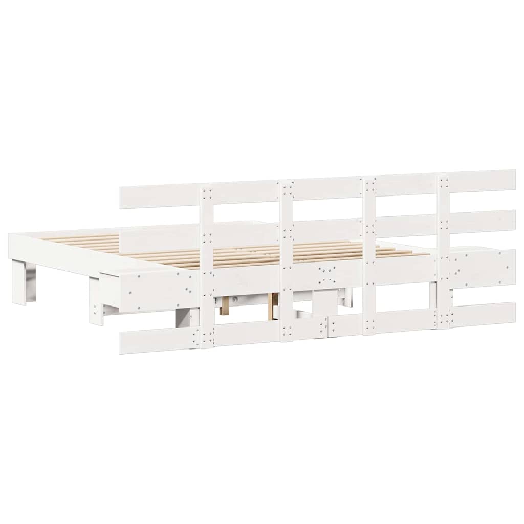 Cadre de lit avec tête de lit Blanc 135 x 190 cm Pin massif - XIOS