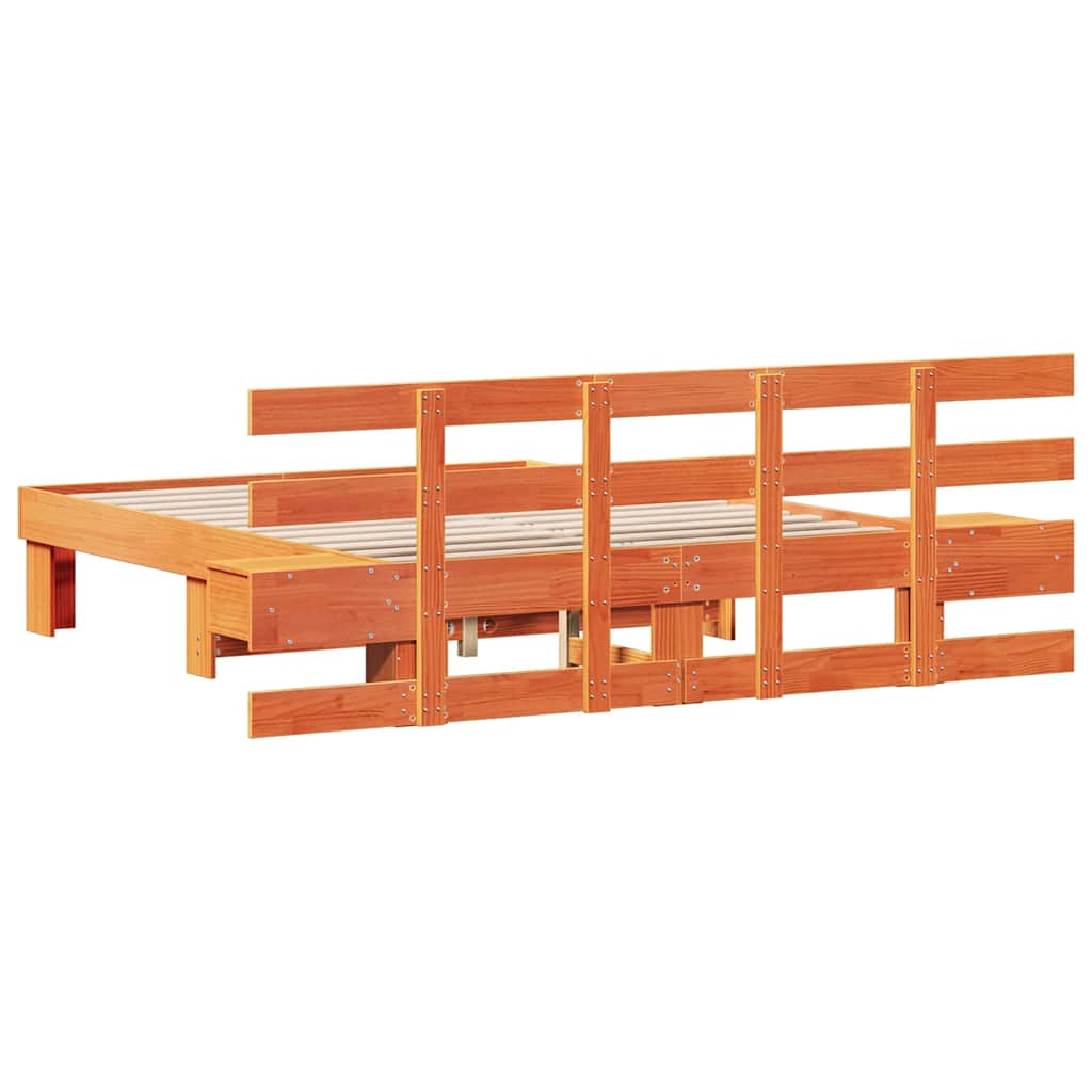 Cadre de lit avec tête de lit Marron 135 x 190 cm Pin massif - XIOS