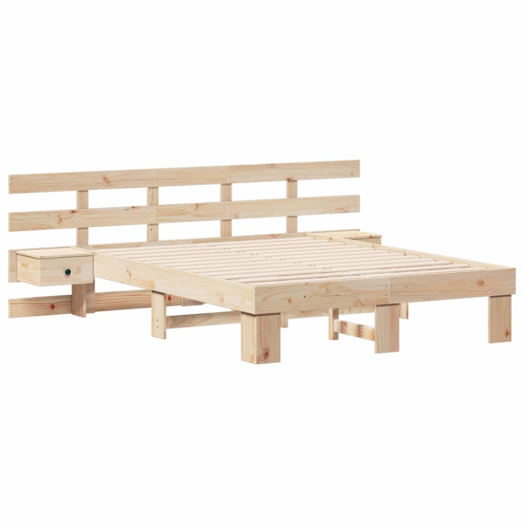Cadre de lit avec tête de lit Marron 120 x 190 cm Pin massif - XIOS