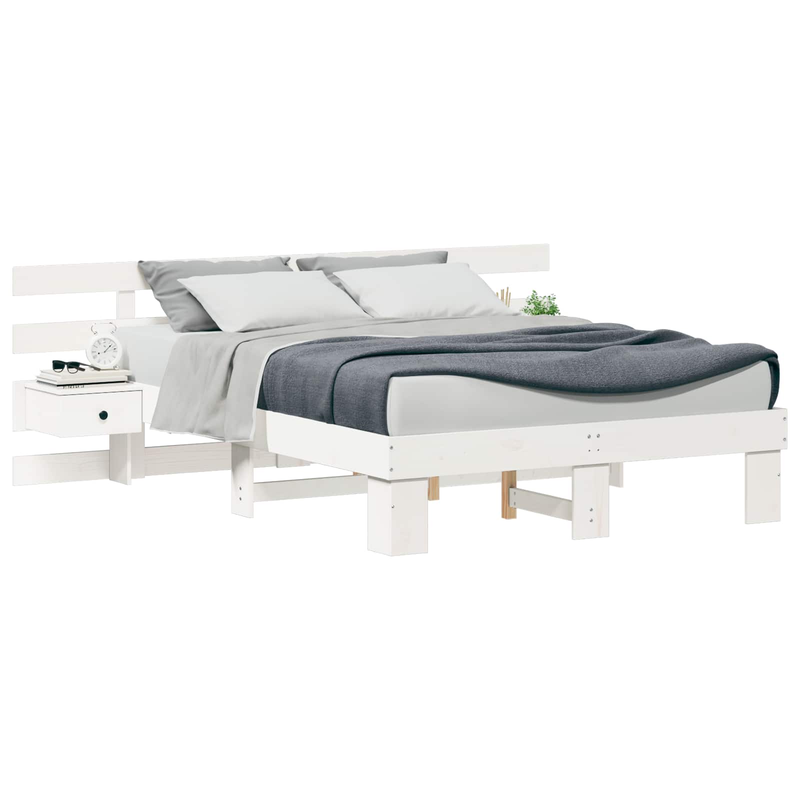 Cadre de lit avec tête de lit Blanc 120 x 190 cm Pin massif - XIOS