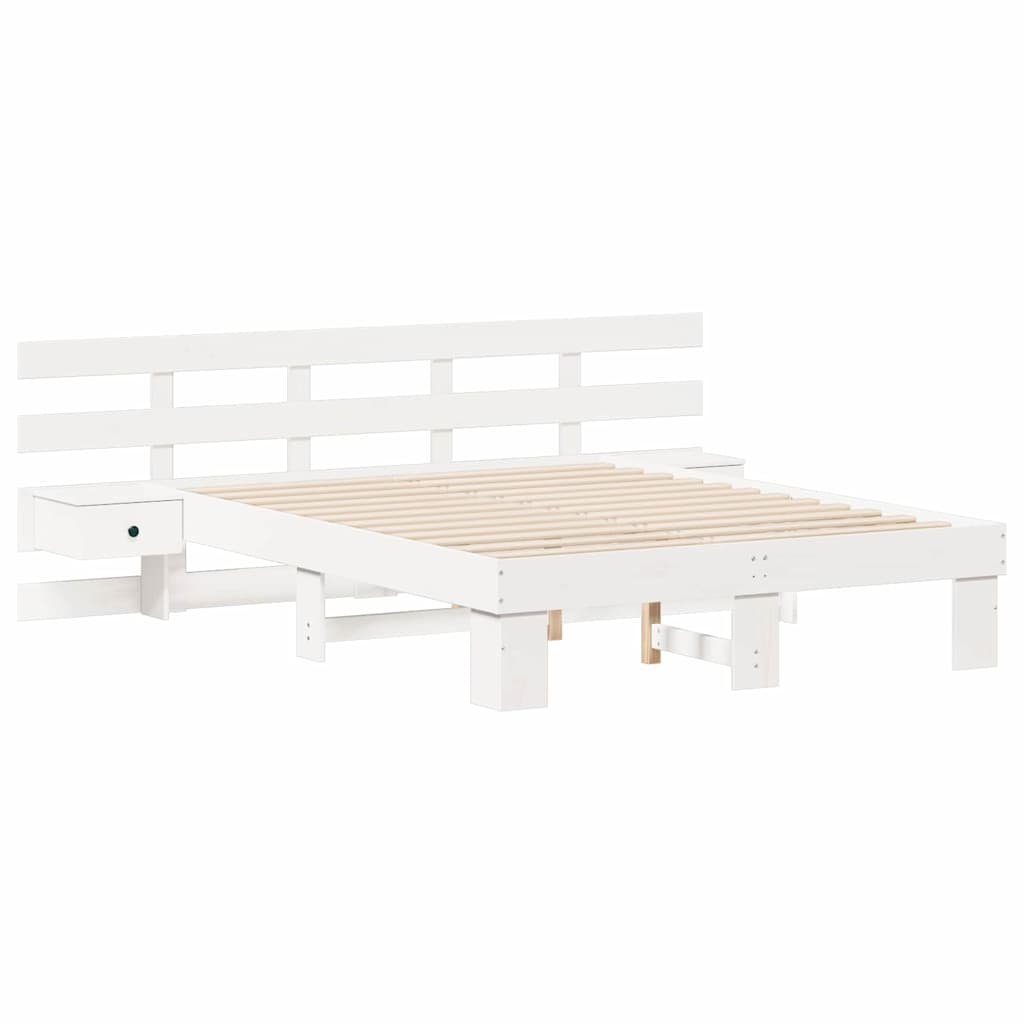 Cadre de lit avec tête de lit Blanc 120 x 190 cm Pin massif - XIOS