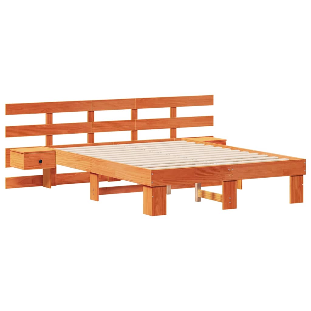 Cadre de lit avec tête de lit Marron 120 x 190 cm Pin massif - XIOS