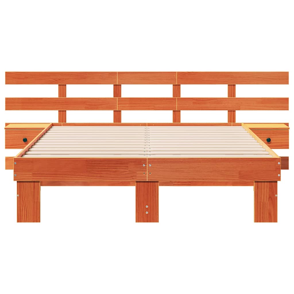 Cadre de lit avec tête de lit Marron 120 x 190 cm Pin massif - XIOS