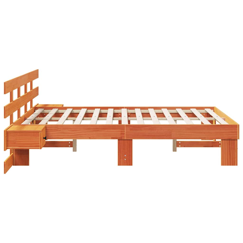 Cadre de lit avec tête de lit Marron 120 x 190 cm Pin massif - XIOS